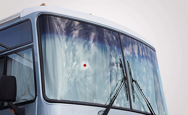 Front window of a recreational vehicle