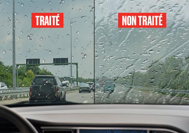 aquapel_FR Differences between windshield treated with weatherproofing